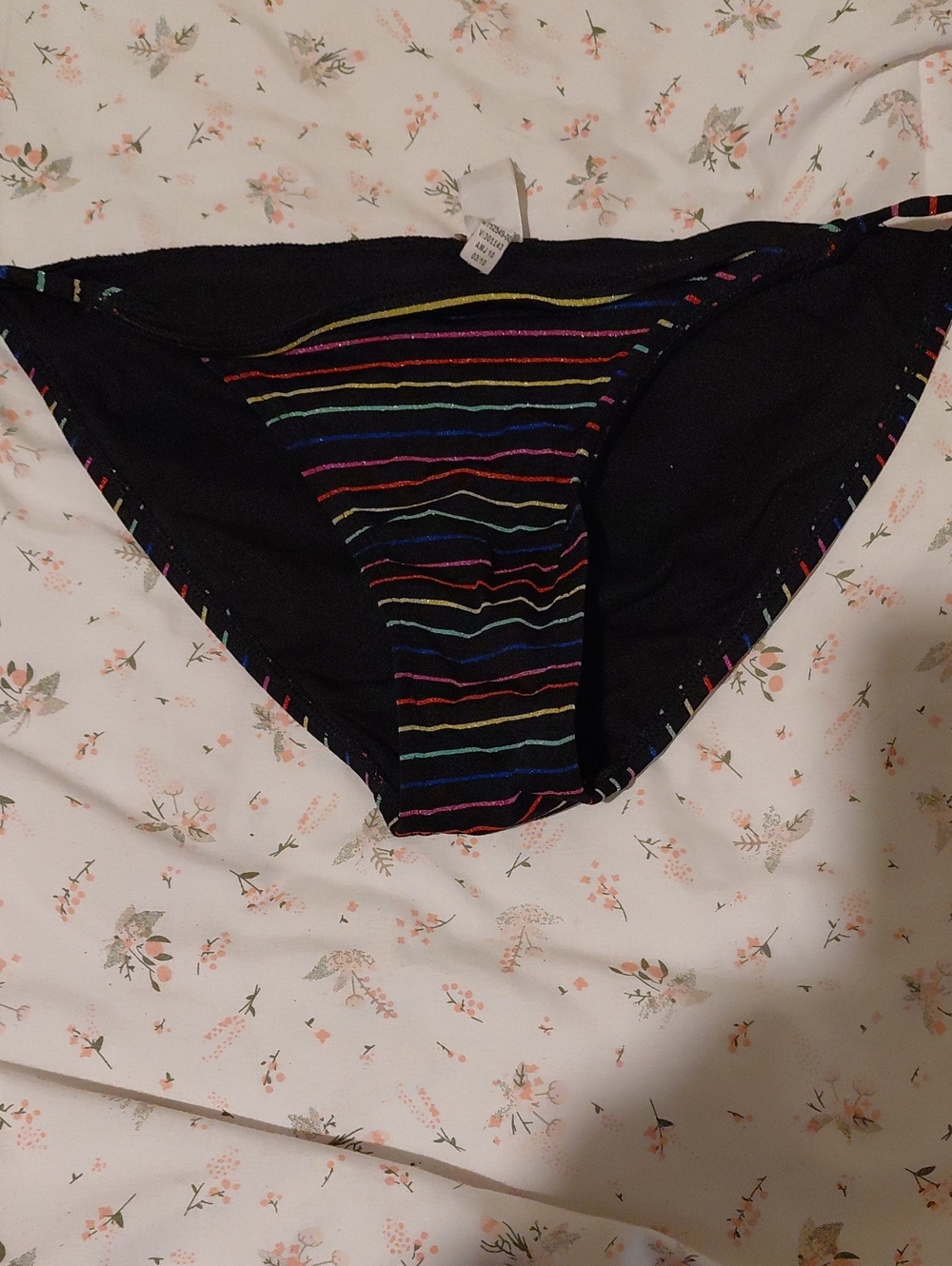 Old Navy Black Bikini Bottom with Rainbow Stripes